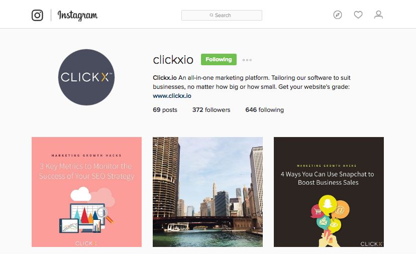 Clickx Instagram Bio for Business