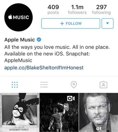 Apple Music Instagram Profile