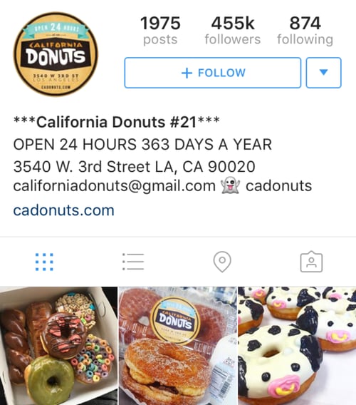 California Donuts Instagram Profile