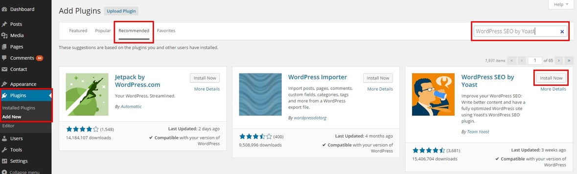 how to install wordpress seo by yoast