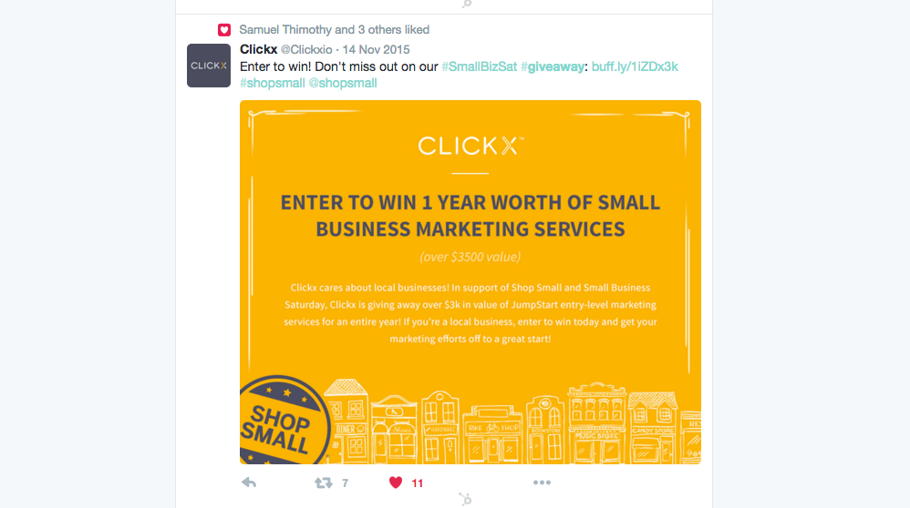 Twitter Giveaway Small Business Saturday