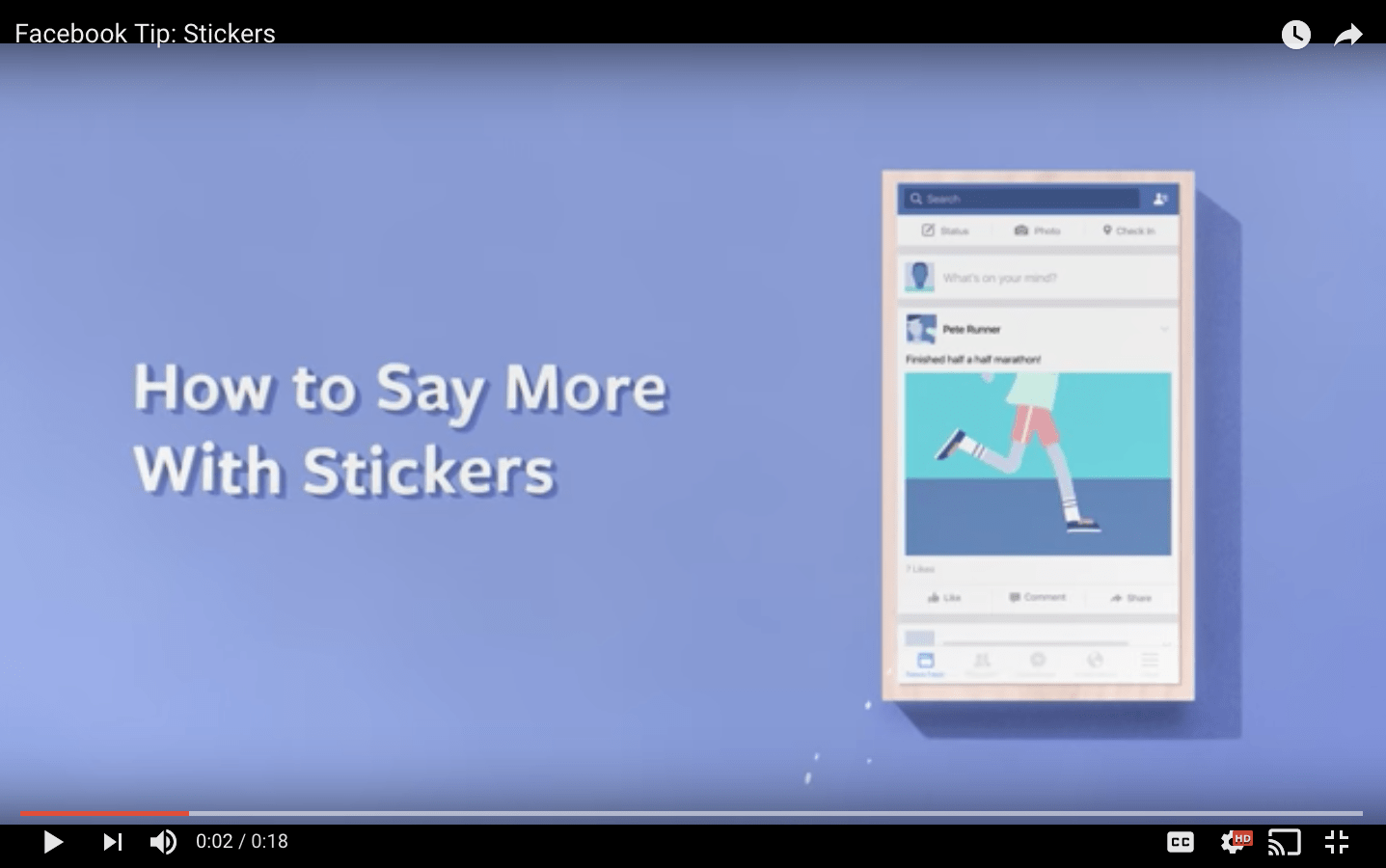 Screenshot of Facebook Tip: Stickers video from Facebook.