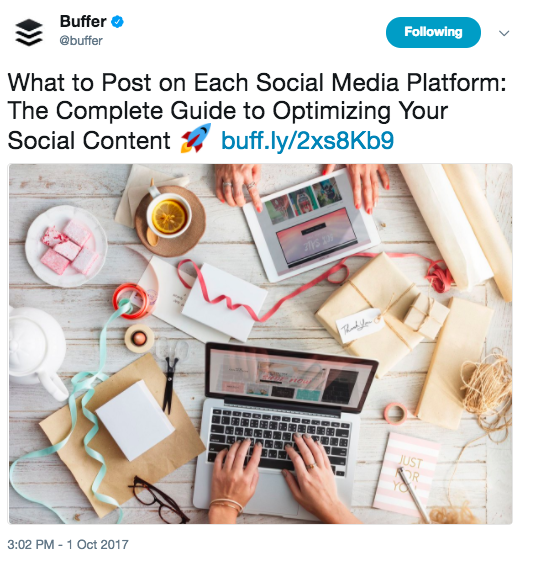Example of a social media post displaying a piece of content.