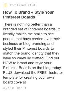 A branded Rich Pin example on Pinterest.