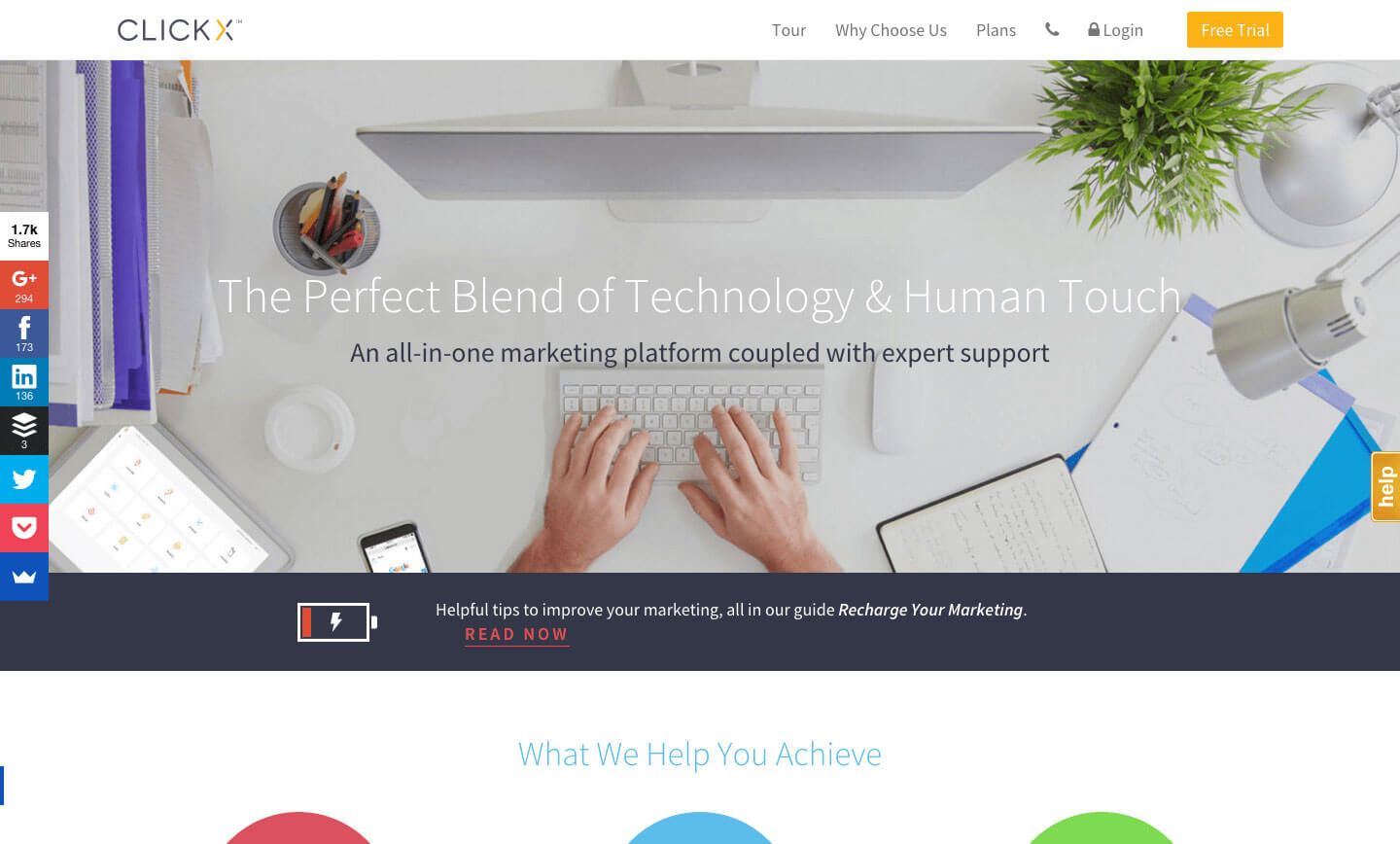 Clickx website on desktop