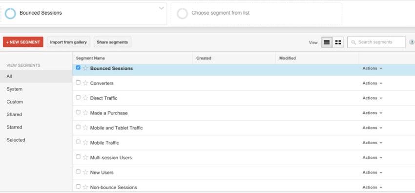 Pre-set segments that you can use to narrow down your raw data