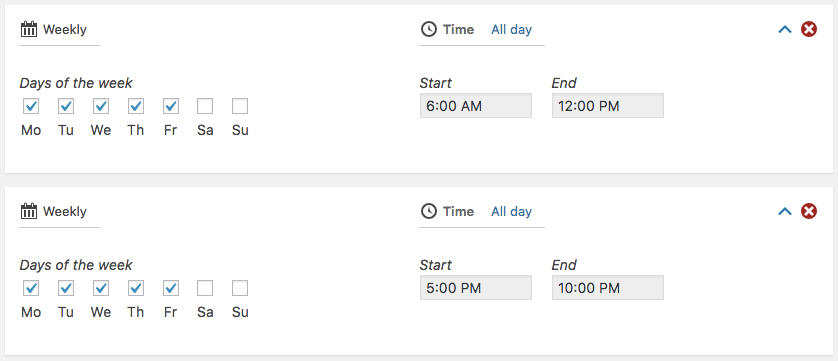 Business Profile plugin, another example of setting opening hours