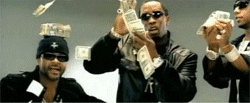 Rappers throwing money.