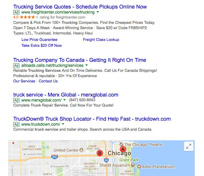 Google Ad Rankins - Trucking Services | Clickx.io