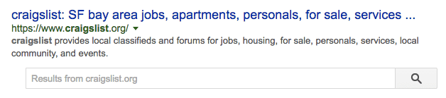 Example of Google's search box for Craigslist San Francisco.