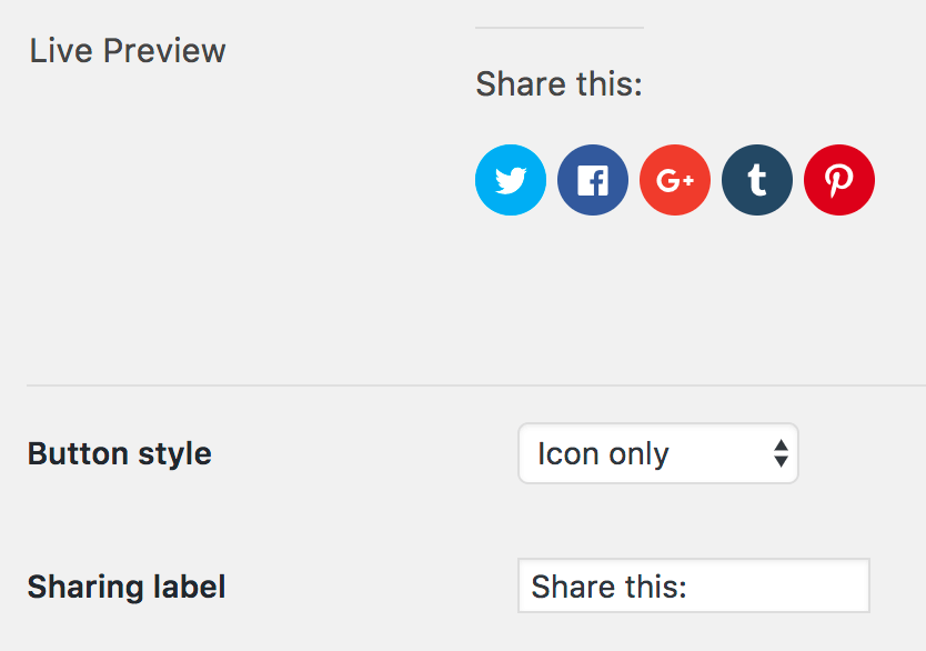 Jetpack social icon options.