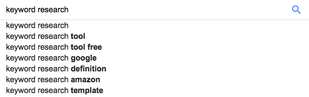 Keyword Research Google Search Bar