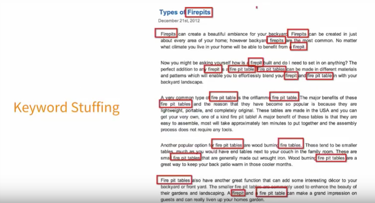 SEO Keyword Stuffing Example