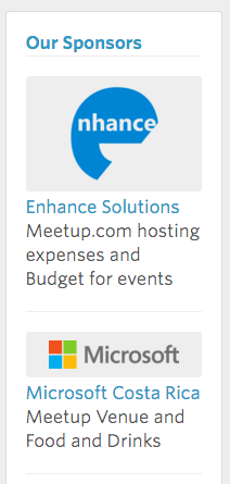 meetup sponsorship example