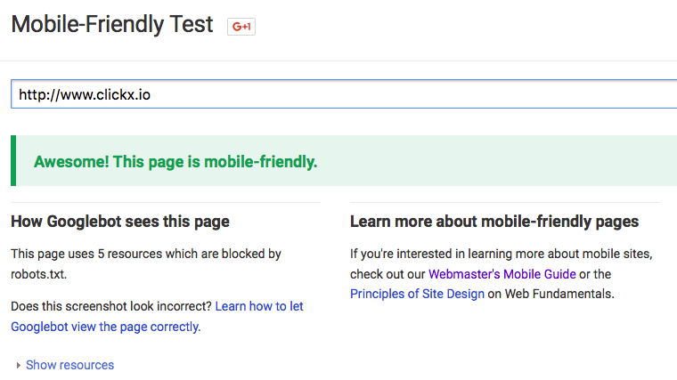 Google mobile test