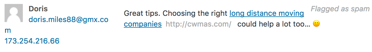 Spamming websites with backlinks is an example of irrelevant link scheming.
