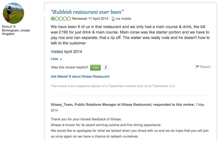 Trip Advisor review