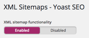 Screenshot of XML Sitemaps settings in Yoast SEO