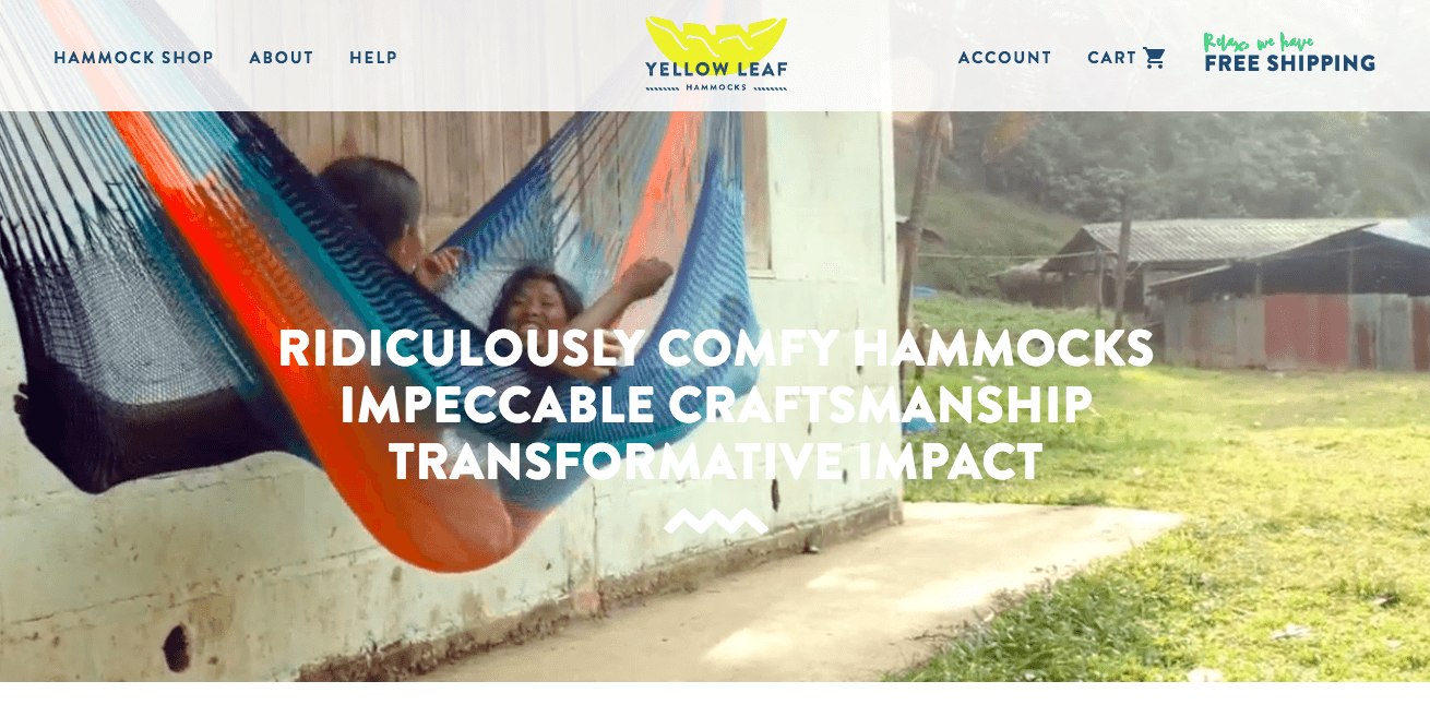 Yellow Leaf Hammocks About Page with Unique Value Proposition