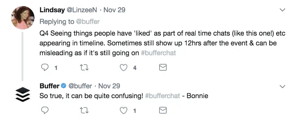 Example of a company engaging with a member of their target audience on social media.