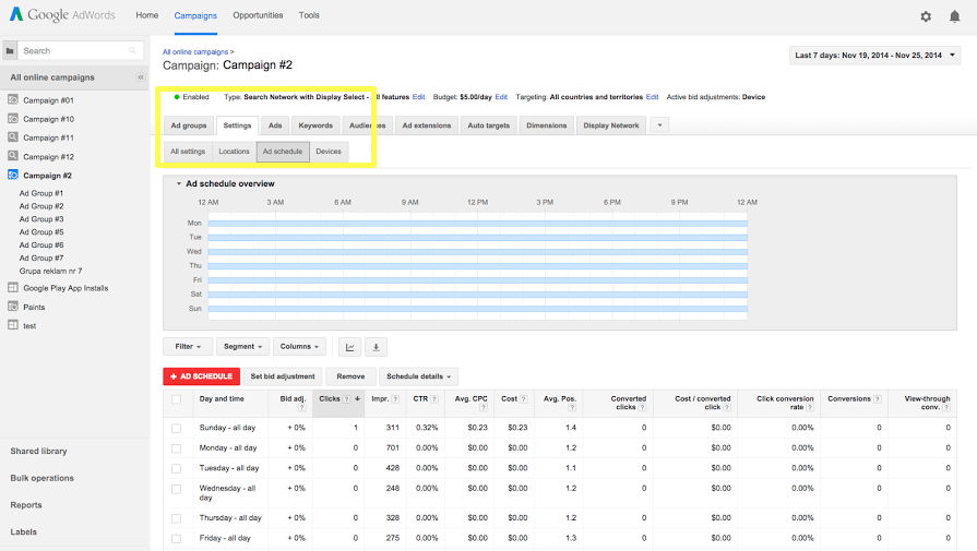 Google AdWords supports dayparting for ads.