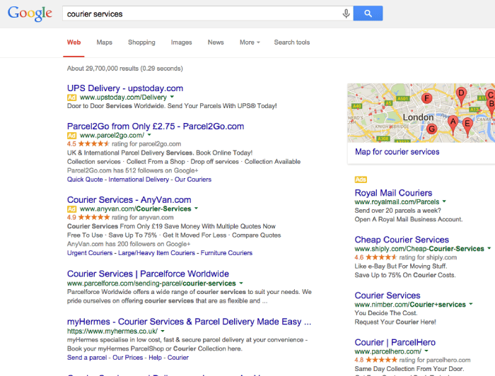 Google search results