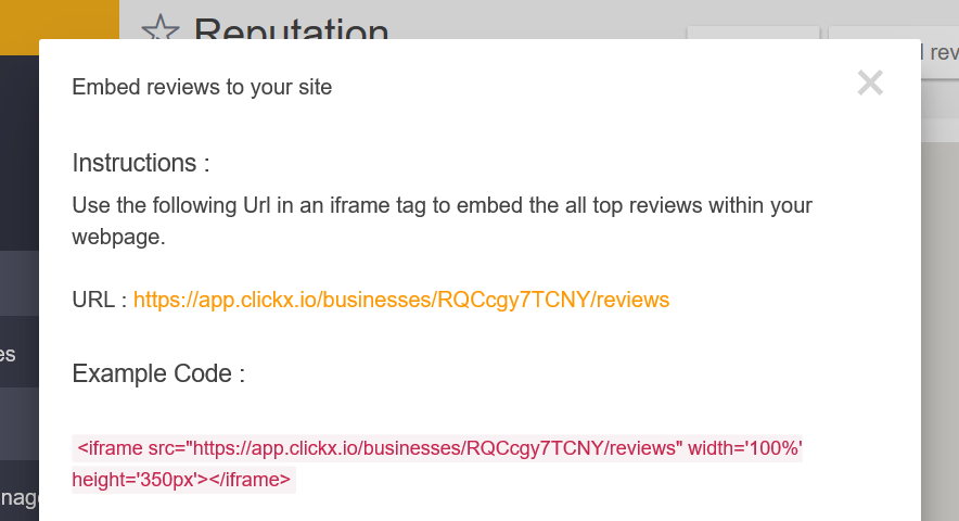An example of a review embed link.
