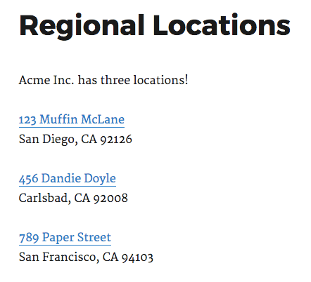 Example of linking locations together on one page