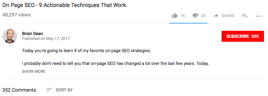 Example of a YouTube video with a high amount of engagement.
