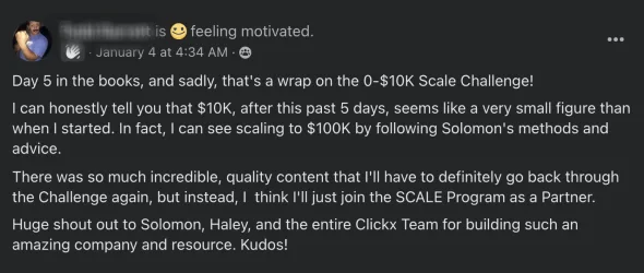 Agency scaling success story — Clickx member