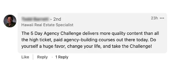 Clickx SCALE program member success screenshot