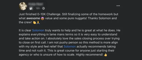 Agency owner praising Clickx SEO results